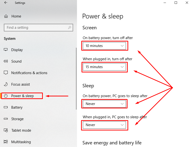 Change Power And Sleep Settings In Windows