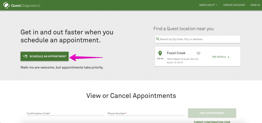 Quest Labs Appointment Scheduling